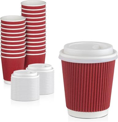 China Disposable Hot Drinks Kiosks Designer Durable Red Ripple Disposable Cups for sale