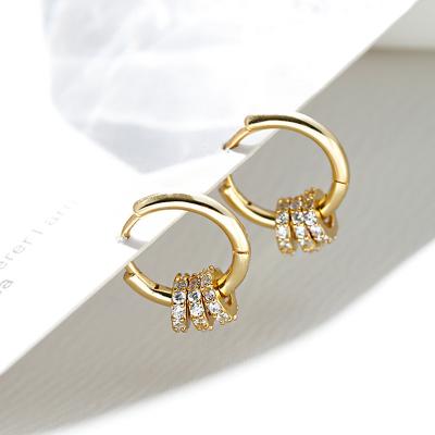 China FASHIONABLE Xiqi 925 Sterling Silver Gold Plated Rotating Circle Stud Earrings Jewelry For Women Girls for sale