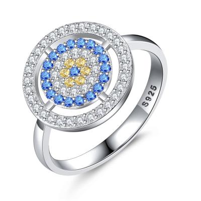 China Hiphop Xiqi 925 Sterling Silver Evil Eye Ring Turkish Blue Eye Pave Setting Rings Wholesales for sale