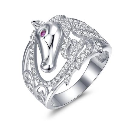 China Gorgeous Hiphop Xiqi Horse Animals Sterling Silver Rings For Girl Multiple Birthday Gift for sale