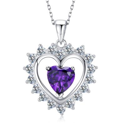 China Xiqi Romantic 925 Sterling Silver Gemstone Jewelry Heart Set High Quality Zircon Elegance Pendant for sale