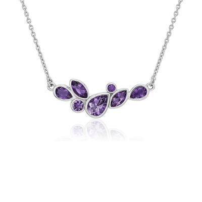 China Xiqi TRENDY mixed form 925 Sterling Silver Necklace Amethyst or Topaz Necklace For ladies from bule. for sale