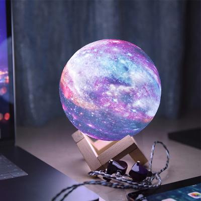 China 2021 Residential New Type Blue Tooth Led Night Light 3d Printing Moon Lamp Color Changing Light Touch Rechargeable Moon Light for sale