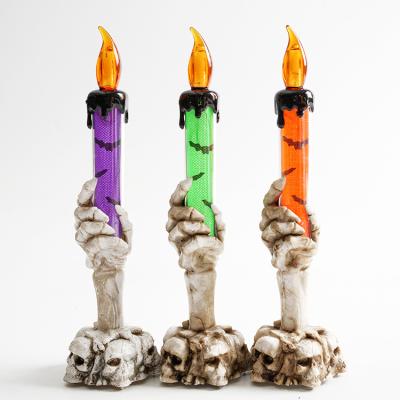 China Resin Halloween Decoration Skeleton Ghost Light Lamp LED Electronic Candle Holder for sale