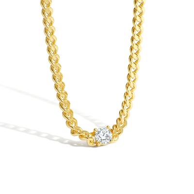 China 2021 Vintage Fashion Trendy Thin Layer Gold Jewelry 14k Cuban Link Necklace For Women for sale