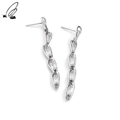 China BOHEMIA 925 Sterling Silver Long Crystal Tassel Design Stud Earrings For Women Trend Jewelry for sale