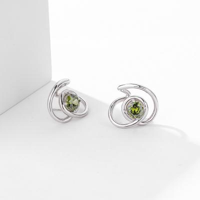 China FASHIONABLE Luxury Jewelry Engagement Pure 925 Silver Green 5A Zircon Stud Earrings For Women for sale