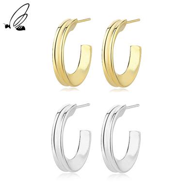 China FASHIONABLE Jewelry S925 Sterling Silver CC Earrings Luxury Gold Plated Stud Earrings for sale