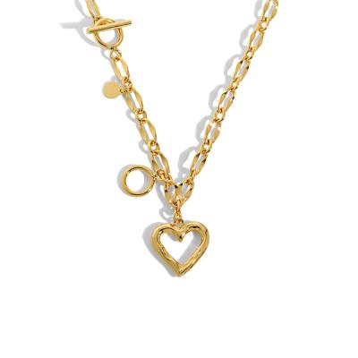 China TRENDY Minimalist Design Love Niche Statistical Texture S925 Heart Silver Chain Necklace For Women for sale