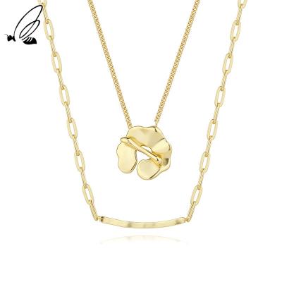 China FASHIONABLE 925 Sterling Silver Trendy Jewelry One for Two Wears Sweater Chains Necklace Petals Pendants Necklace for sale