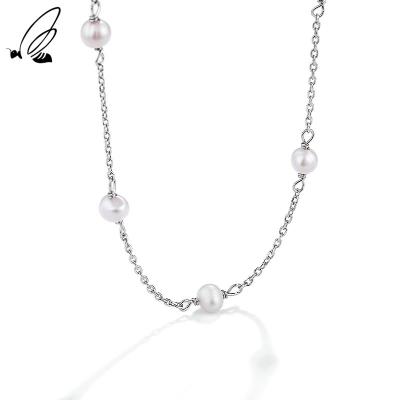 China FASHIONABLE 925 Sterling Silver Clavicle Chain Necklace with Baroque Pearl for sale