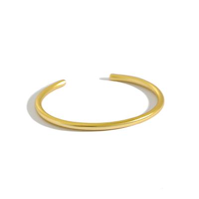 China FASHIONABLE 990 Sterling Silver Bangles Simple Adjustable Gold Bangle Bracelet For Women for sale