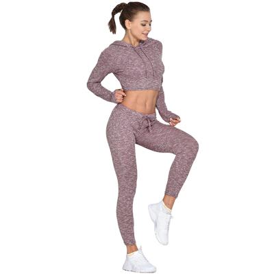 China Bonas Breathable Long Sleeve Tracksuit Thumb Hole Crop Activewear Tops Workout Breathable Yoga Sets Women Yoga Pants Set for sale