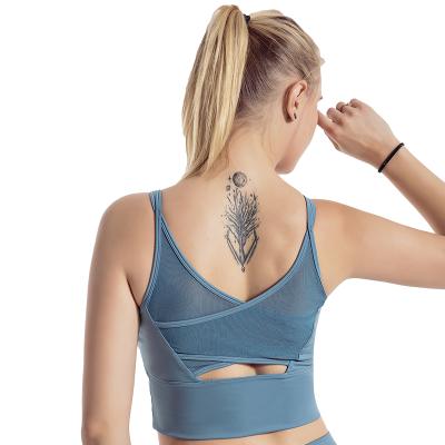 China Breathable Good Quality Full Back Yoga Bra Bonas Neck Workout Vest Workout Vest Covered High Top Sports Bra For Women for sale