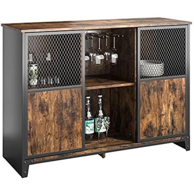 China (Other) Home Adjustable Sliding Bar Cabinet Mesh Door Barn Liquor Cabinet | Home Bar Furniture Kitchen Storage Cabinet for sale