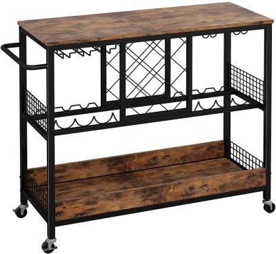 China Wine Rack Minimalist Table Industrial Bar Cart On Wheels Kitchen Storage Cart for sale