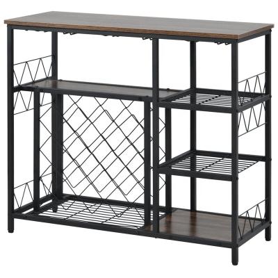 China Modern Industrial Home Kitchen Dining Room Metal Wine Rack Cooling Table With Glass Rack for sale