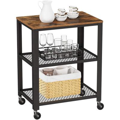 China Multifunctional Three-Layer Metal Stainless Steel Storage String Furniture Shelf (Height Adjustable) for sale