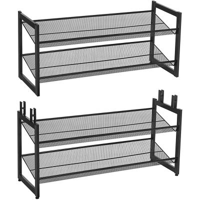 China Factory Supplier Price 2 Tier Minimalist Metal Mesh Shoe Rack Display Shoe Rack Shoe Shelf for sale