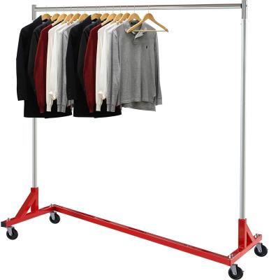 China Easy Movable Industrial Grade Z-Base Garment Rack , Heavy Duty Clothes Z Rack Clothing Store Customized Metal Display Garment Rack for sale