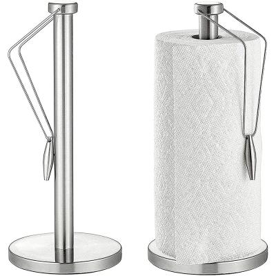 China Minimalist Stainless Steel Paper Towel Holder Standing Organizer Roll Dispenser for Kitchen Countertop Home Dining Table for sale