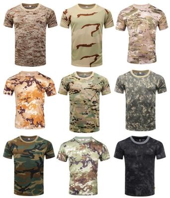 China Wholesale Custom Lightweight Anti-wrinkle Performance Men's Military Camouflage T-shirt Camouflage Shorts Sleeve for sale