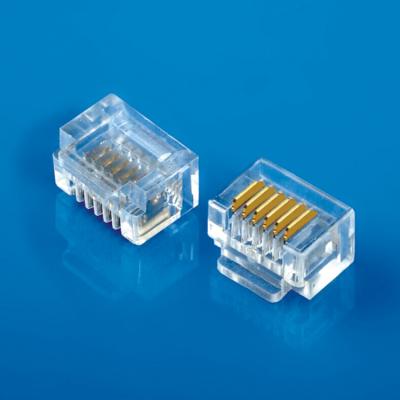 China Polycarbonate XL-215 Short Body AM 6P6C 6pin RJ24 RJ12 Connector Modular Plug For PCB for sale