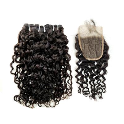 China Italian MLIN Curl Bundle With 4x4 5x5 6x6 13x4 13x6 Closure Fronta High Quality Natural Hair Plucked Hairline With Baby Hair Vendor for sale