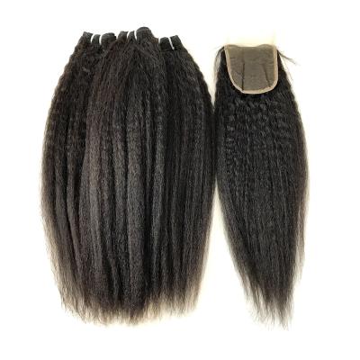 China MLIN STRAIGHT CURLY Brazilian Hair Bundle With Plucked Hairline Closure Curly Straight Natural Hair With Baby Hair Seller for sale