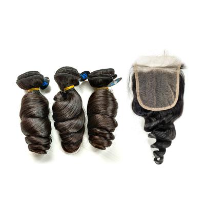 China MLIN Loose Wave Hair By Natural Black Color Plucked Peruvian Human Natural Brazilian Hair Hair Bundle Cuticle Aligned Hairline DHL\FEDEX for sale