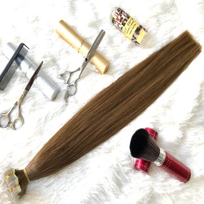 China No rejection. No tangling. Soft. MLIN Wholesale Price Shiny Brazilian Hair Vendor Cuticle Aligned Hair PU Tape In Extension Color 8# for sale