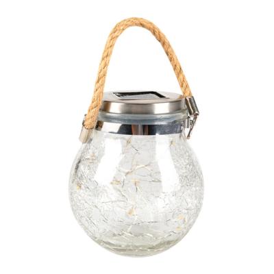 China Outdoor Hanging Glass Solar Cracked Globe Lights 20 LED Solar Lights IP65 Waterproof Solar Glass Ball Decorative Lanterns For Garden for sale