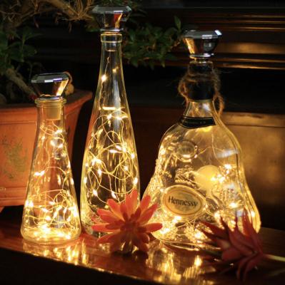 China Plastic Home Decoration 20 Led Fairy Lights Wedding Solar Wine Bottle Lights Solar String Silver Wire Lights Wedding Center for sale