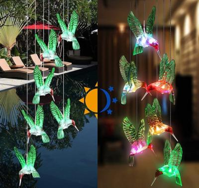 China Plastic Solar Light Hummingbird Wind Rings Outdoor, Gifts for Mother Garden Decor, Garden Landscape Solar Wind Rings Light for sale