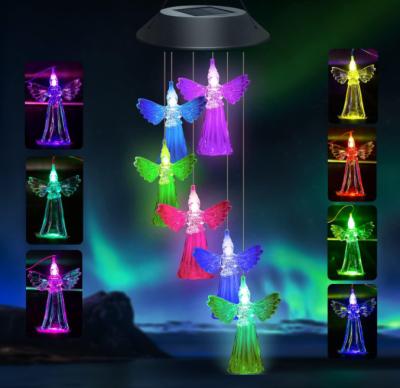 China Solar Wind Angel Wind Chimes Garden Decor Angel Wind Chimes Plastic Crafts from Europe Plastic Solar Memorial Gifts Rings Lights for sale