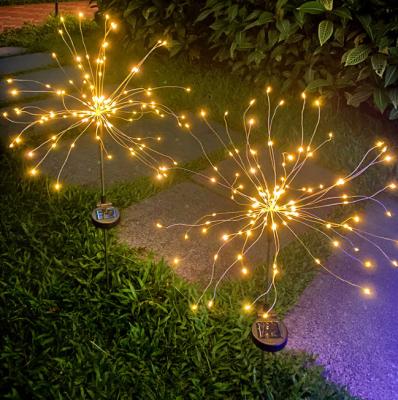 China 120LED Metal Garden Enhanced Firework Lawn Light Solar Garden Waterproof Fireworks Stake Colorful Lights Flowerbed Party Yard for sale