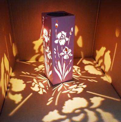 China Metal Garden Flower Lanterns Metal Solar Hanging Led Lantern For Outdoor Patio Landscape Waterproof Metal Flower Lantern for sale