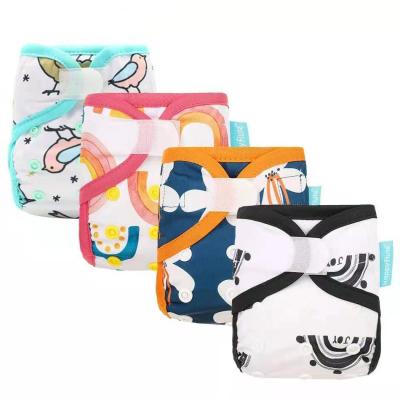 China Newborn Reusable Diaper Cover Cloth Baby Printed Cloth Diapers Cardboard Cats Green Diaper Waterproof Diaper Cover for sale