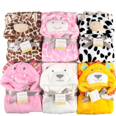 China Cute Animal Viable Shape Child Fleece Bel Towel Bathrobe Hooded Cloak Baby Receiving Covering Neonatal Plug To Be for sale