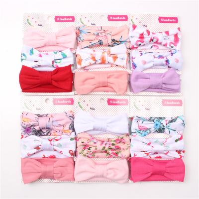 China Fashion 3 Pieces / Accessories Set Newborn Baby Girl Cute Bow Cotton Flower Print Headband for sale