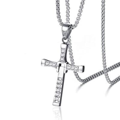 China skin-friendly & New Fashion Jewelry 2021 Mens Stainless Steel Hiphop Rotatable Jewelry Eco-friendly Diamond Cross Pendant for sale