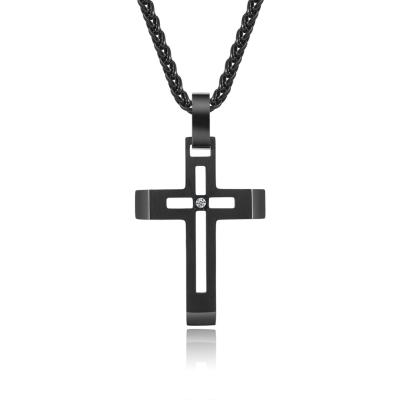 China TRENDY Simple Cross Zirconia Pendant Fashion Men's Cross Necklace for sale