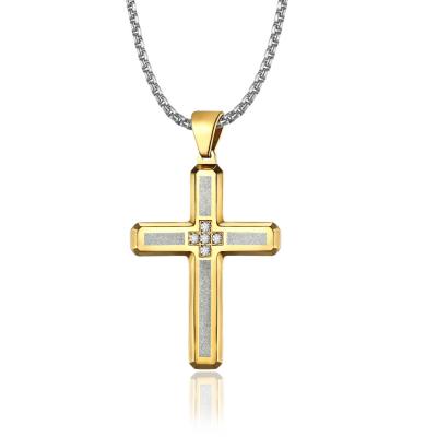 China TRENDY 18k Gold Plated Solid Gold Cross Necklace Crystal Cross Necklace for sale