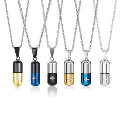 China skin-friendly & Men Women Stainless Steel Urn Ash Perfume Bottle Wish Capsule Eco-Friendly Cold Pill Necklace for sale