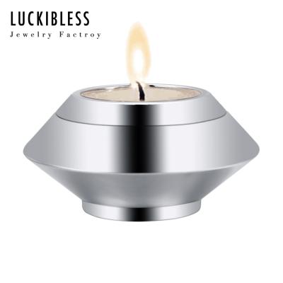 China 316L Stainless Steel Viable Candlestick Holder Customized Name Cremation Memory Pet Funeral Ashes Urn for sale