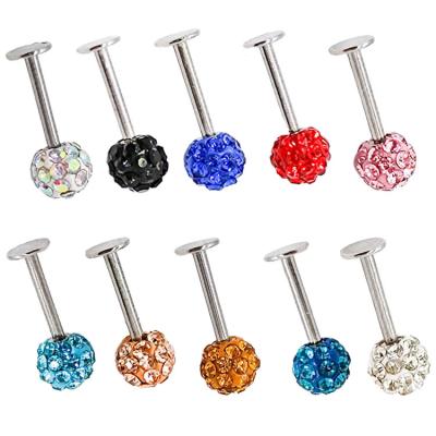 China skin-friendly & Crystal Stone Prevent Allergy Eco-friendly Ear Studs Titanium Lip Body Piercing Jewelry For Women Girls for sale