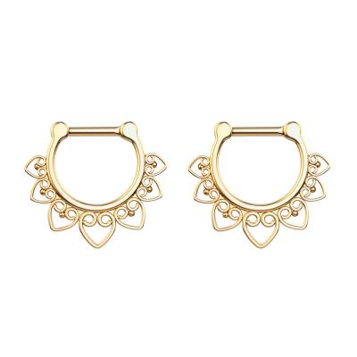 China skin-friendly & 14K Gold Stainless Eco-friendly No Piercing Fade Allergy Free Nose Cuffs Stud Earrings For Women for sale