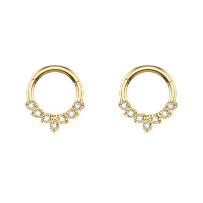 China skin-friendly & Eco-friendly Stainless Steel Body Jewelry Wholesale Body Jewelry Diamond Nose Piercing Hoop Ring Shiny Gold for sale