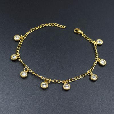 China Custom Gold Plating Stainless Steel Women CZ Stone Zircon Ladies Foot Jewelry FASHIONABLE Women Anklet for sale