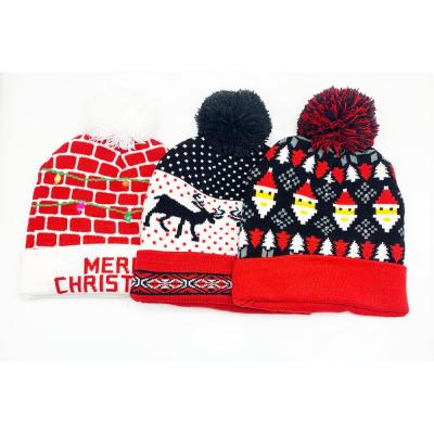 China Antibacterial All In Stock Christmas Promotional Gift Knitted Hat With Led Light for sale